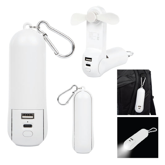 Rechargeable Power Bank With Fan & Flashlight